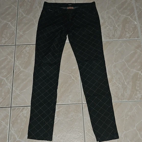 Dark Denim and Tan Stiching Patterned Pants - Picture 2 of 7